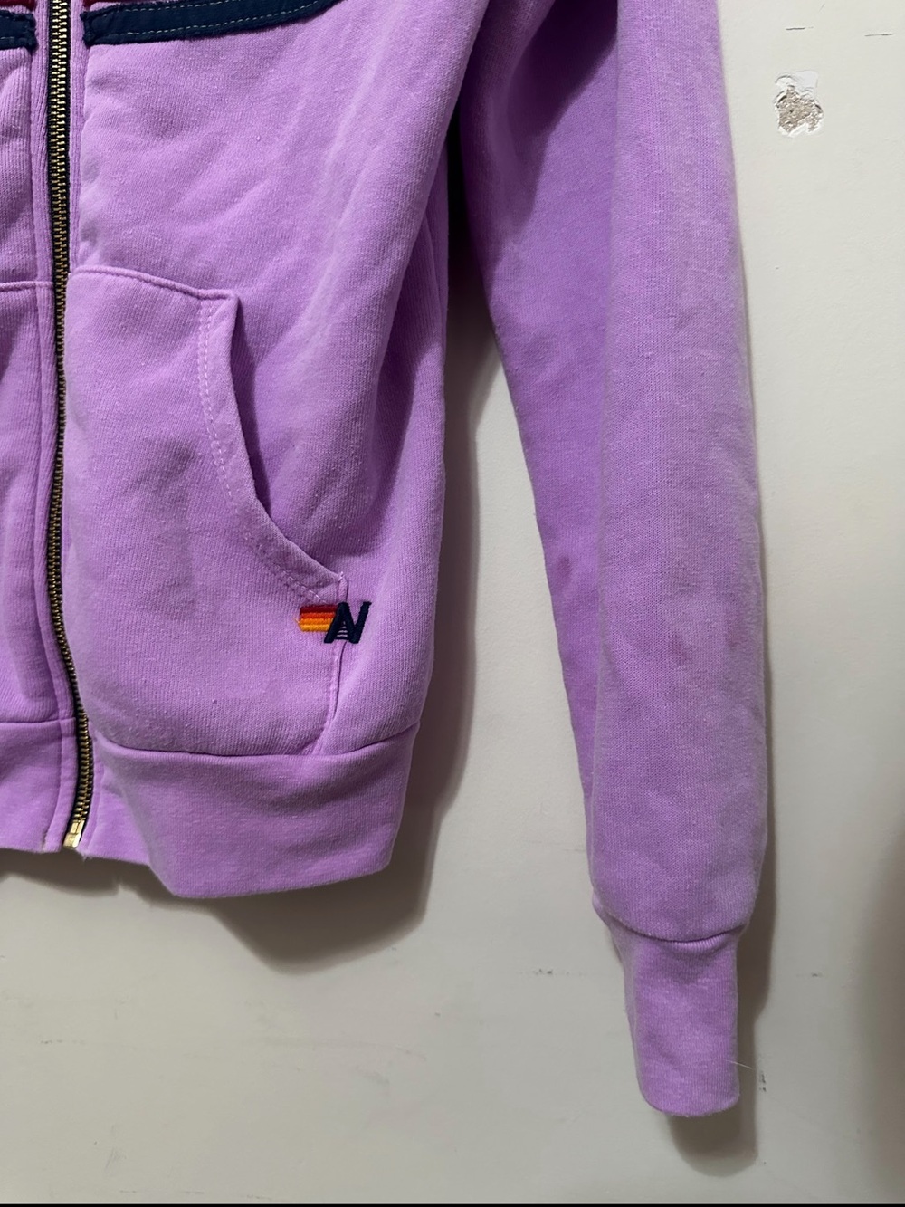 Aviator Nation Kids Size 12 Purple Rainbow Stripe Full Zip Hoodie Made in USA - Picture 14 of 14